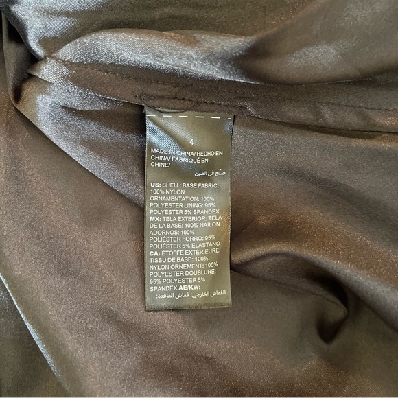 White House Black Market Black Mesh Aline Dress with Floral Appliqués 4 - Picture 10 of 11